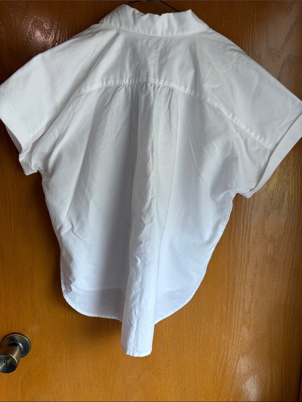 LOFT White Short-Sleeve Popover Button-Down Shirt - Picture 5 of 6